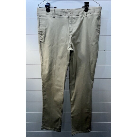 2- French Toast Girls Uniform Skinny Adjustable  Waist Pants Khaki Sz 16.5 Plus - Picture 1 of 11